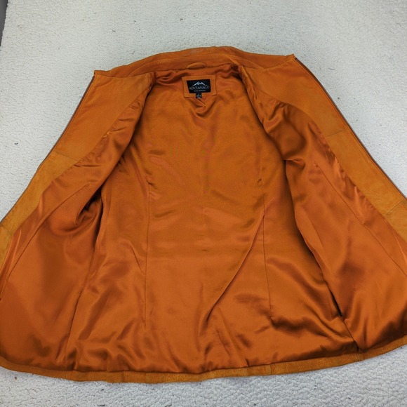 MontanaCo Suede Leather Jacket Women's Full Zip Copper Orange Warm Tone Large - Picture 7 of 9